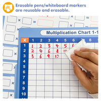 Tableaux de Multiplication Effaçables Recto-Verso Format A4 (10 Unités) pour la Pratique Orale et l'Amélioration des Compétences Mathématiques - Vente Flash