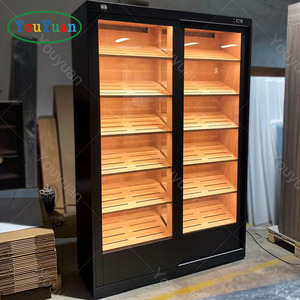 Customized Cigar bar Furniture Smoke Shop Dispensary Display Hookah Glass Wall Display Cabinets