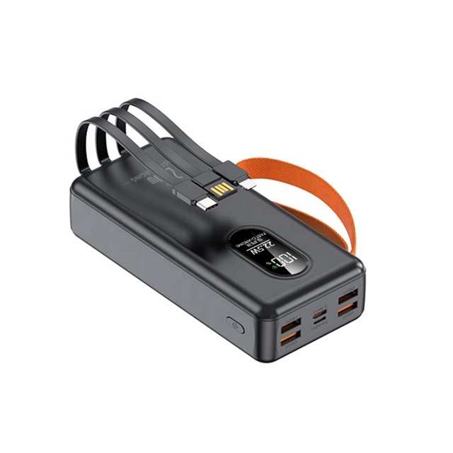 Multiple Devices Charger Power Bank Strong Light PD 22.5w Fast Charging LED Display USB-C Output 30000mAh Powerbank With Cable