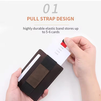 Portefeuille fin pour cartes de crédit avec poche avant pour hommes, blocage RFID, en cuir Crazy Horse, étui mince pour cartes, avec sangle de traction, fabrication OEM