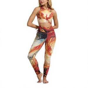 <b>Tie</b> <b>Dye</b> Yoga Set 2 Piece High Waist <b>Leggings</b> Crop Top Spaghetti Strap Full Length Four-Way Stretch Women's Activewear Gym wear - Product Image 2