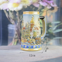 Chope à bière en porcelaine 3D en relief, motif classique Munich Allemagne, souvenir Oktoberfest, 400 ml, écologique, objet de collection pour vin et bière