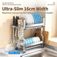 Support de Rangement pour Ustensiles de Cuisine Anti-Corrosion Longue Durée, Support de Table Multi-Niveaux Étanche Empilable en Acier Inoxydable pour Vaisselle