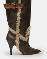 Bottes de luxe pour femmes, doublées de fausse fourrure, hauteur genou, mode hiver, talons chauds, semelle en caoutchouc