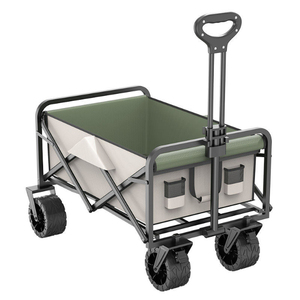 Garten Schwerlast-Klappwagen für den Strand mit Getränkehalter Tragfähigkeit 280KG Oxford-Stoff Faltbarer Vierradwagen - Product Image 1