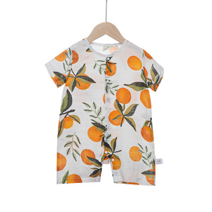 Lindo Mono de Algodón con Estampado de Elefante, Manga Corta, para Bebés, Unisex, Ropa de Verano, Cierre de Botones, Cuello Redondo - Product Image 2