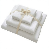 Parure de lit d'hôtel personnalisable en coton 100% teint réactif - Draps plats et housses de matelas cousus résistants à la décoloration, 300 fils au pouce carré, ignifuges