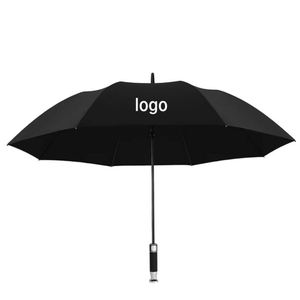 Parapluie élégant à long manche, argenté électrolytique, avec logo personnalisé, pour réception VIP, revêtement noir durable - Product Image 1