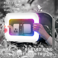 Lampe vidéo annulaire LED RVB portable pour Smartphone Vlogging extérieur avec support stabilisateur et trépied pour téléphone