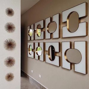 Specchio da Parete in Metallo Design Art Déco Personalizzato, Vetro Durevole da 2mm <span class=keywords><strong>per</strong></span> Soggiorno - Product Image 3