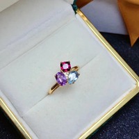 Bague de fiançailles délicate en argent 925 plaqué or, design Dubaï, avec améthyste naturelle pour filles