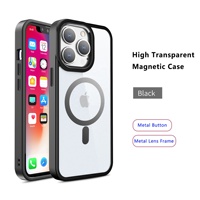 WOWCASE Étui de protection complet de luxe unique en alliage d'aluminium et TPU, bord givré, PC transparent, magnétique, antichoc, étanche, avec boîte cadeau