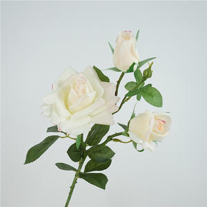 Fleur artificielle de haute qualité, rose au toucher réel, <span class=keywords><strong>hydratante</strong></span>, rose à 3 têtes, décoration de la maison, arrangement floral, fleur de mariage - Product Image 2