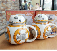 Tasse en céramique Star Robot 3D Wars avec couvercle, tasse à café/thé BB8 stéréo, tasse à boire créative et de collection