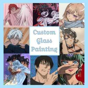 Pintura Acrílica Personalizada de Anime sobre Vidrio, Acrílico sobre Vidrio 5 x 7, 8 x 8, 8 x 10, 8.5 x 11, 8 x 12 - Product Image 1
