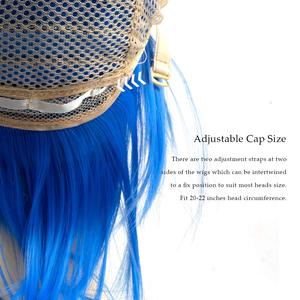 Modernfata blu pastello Anime parrucca di Halloween per Cosplay sintetico a strati capelli corti con frangia di piccole dimensioni berretto per le donne degli uomini - Product Image 6