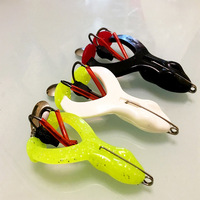 Leurre de pêche en forme de grenouille à double hameçon aiguisé de 9 g et 7 cm avec tête de serpent de grenouille simulée attire les poissons d'eau salée, la basse de mer, le poisson-chat, la truite