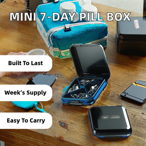 JUXINDA Boîte à pilules portable en plastique, petite et mini, pour la distribution de médicaments sur 7 jours, utilisation en extérieur, boîte à médicaments personnelle - Product Image 2
