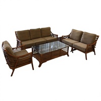 Ensemble de canapés en rotin naturel Wilderness pour salon, trois places, une place, personnalisable, style rétro décontracté, meubles de style chinois