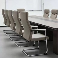 Chaise de bureau cantilever robuste en chrome, en cuir PU, dossier haut, chaise de direction avec accoudoirs rembourrés pour la réception