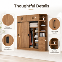 Armoire de chambre à coucher moderne à grande capacité avec portes coulissantes en bois massif pour usage hôtelier