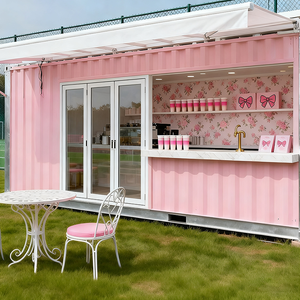 Quán cà phê di động mini bằng thép cấu tạo tiền chế 20ft, thiết kế hiện đại, màu hồng, kiểu quầy hàng ngoài trời, cửa hàng pop-up tại trung tâm thương mại - Product Image 2