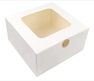 Kuchen-Schachteln mit Fenster 10 × 10 × 5 Zoll weiße Bäckerei-Schachteln Cajas Pasteles für Kuchen Gebäck Schokolade Plätzchen Kuchen Hochzeit