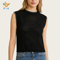 AJB Gilet d'été décontracté pour femme en laine/cachemire, couleur unie, sans manches, respirant, tricoté, anti-boulochage, style euro-américain