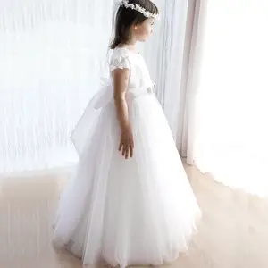 Indah Komuni Pertama Gaun untuk Anak Perempuan 2-12 Tahun Putih Gadis Kecil Gaun Bola Dresses 2022 Panjang Penuh Bunga Gadis Gaun