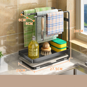 Égouttoir à torchons de cuisine en acier inoxydable avec bac de récupération, support pour <span class=keywords><strong>liquide</strong></span> <span class=keywords><strong>vaisselle</strong></span> et chiffon de cuisine – Offre spéciale - Product Image 2