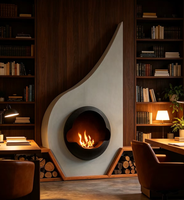 Poêle à granulés de bois élégant et original, autoportant, au design artistique courbé, pour chauffage au feu de bois véritable, décoration contemporaine