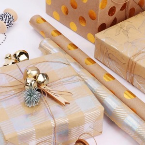 Custom Double-Sided Recyclable PE Coated Kraft <b>Paper</b> Roll <b>Leaf</b> Pattern Digital Printing Compatible Eco-Friendly Gift Packaging - Product Image 4