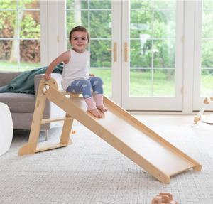 Tobogán y Escalera de Madera Plegable 2 en 1 para Niños, Rampa de Escalada de Madera de Doble Cara para Actividades en Interiores - Product Image 3