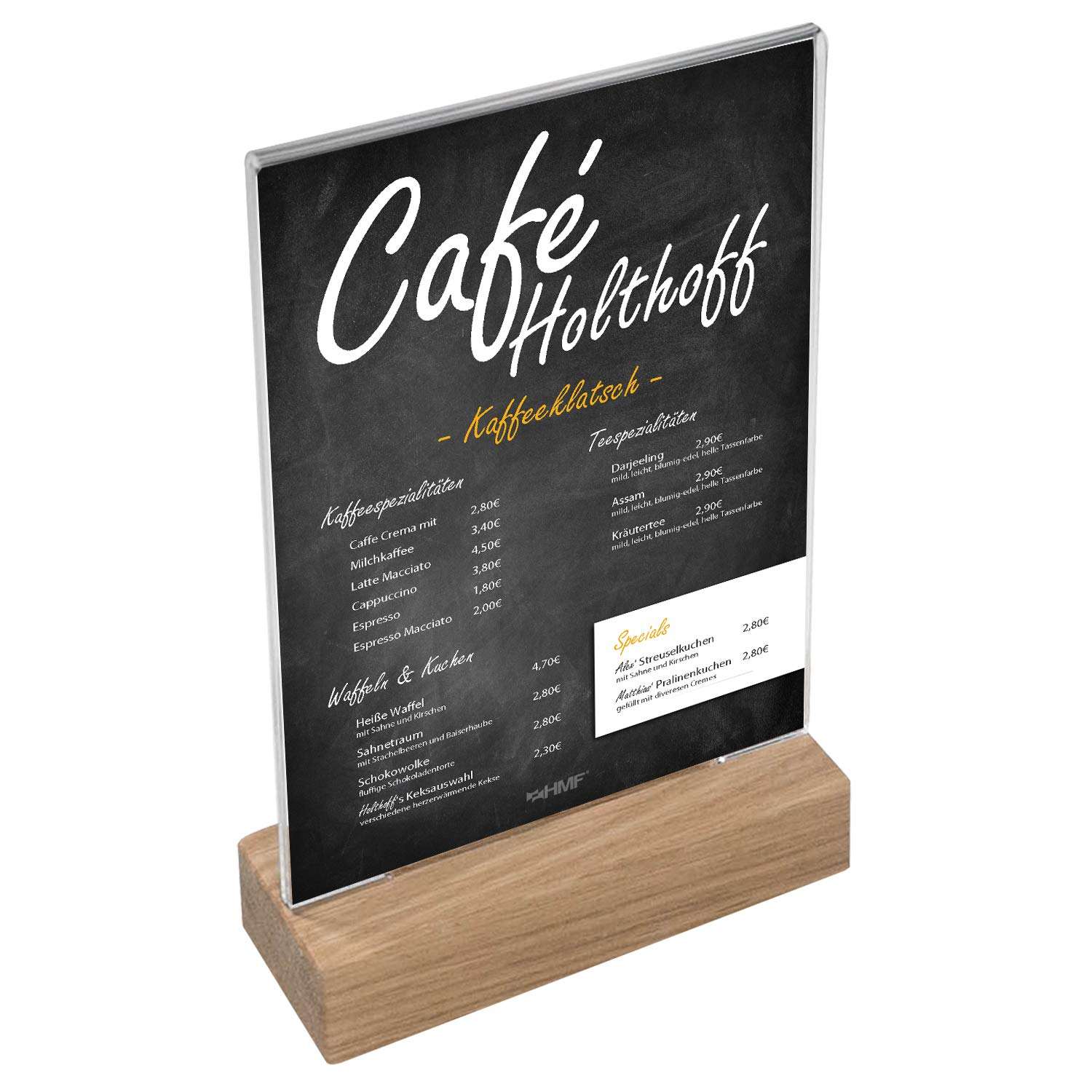 Removable Card Slot Wood Base Sign Holder