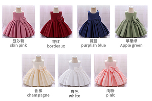 <span class=keywords><strong>Robe</strong></span> Espagnole de Luxe Imprimée Fleurs pour Filles Bébé & Grandes, en Satin Sans Manches avec Nœud, Idéale pour Fête d'Anniversaire Enfant L2009XZ - Product Image 3