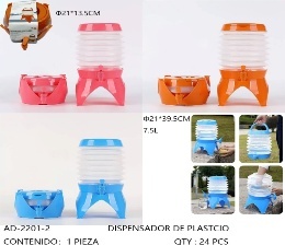 Dispenser d'Acqua Pieghevole Manuale 7.5L con Rubinetto, Contenitore Portatile per Viaggi, Campeggio e Uso Domestico in Plastica - Product Image 1