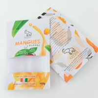Sachet d'emballage pour fruits secs imprimé avec logo (ananas, pêche, fraise, citron, mangue) – Pochette verticale en kraft blanc avec fermeture éclair et fenêtre
