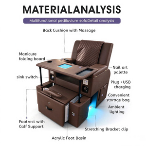 Fauteuil de pédicure spa inclinable de luxe en gros avec fonction massage, spa pour les pieds électrique sans tuyauterie, canapé de pédicure pour salon de manucure - Product Image 3