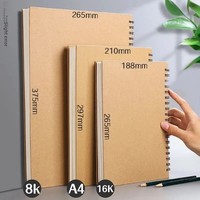 Carnet de croquis épais A4 8K 16K, le choix des étudiants en art professionnel, carnet de dessin vierge portable à spirale marron pour croquis rapides