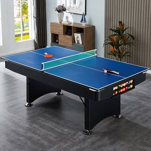 Table de billard pliable d'intérieur 6ft 7ft sans installation, billard américain, <span class=keywords><strong>ping</strong></span>-<span class=keywords><strong>pong</strong></span>, trois-en-un, jeu instantané, accessoires complets - Product Image 2