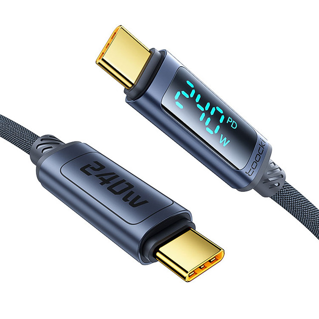 Toocki 240W USB C Fast Charging Cable with Digital Display Real-time Zinc Alloy Braided, 480Mbps Data Sync for Laptop/Travel