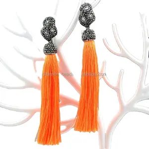 CH-LSE0058 Summer Hand Made Silk Thread Tassel pendant Earring,hot women silk cord tassel jewelry earring wholesale,silk earring