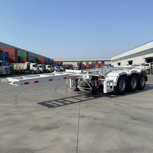 Semi-<span class=keywords><strong>remorque</strong></span> à squelette en acier de 40 pieds et 45 pieds, 3 <span class=keywords><strong>essieux</strong></span>, charge utile maximale de 50 tonnes, système de freinage à double ligne, camion porte-conteneurs, meilleur design - Product Image 1