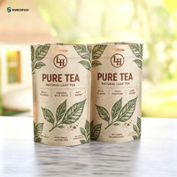 Sachets de thé en aluminium anti-humidité avec logo personnalisé, refermables, à fond plat, vente en gros pour les entreprises de thé
