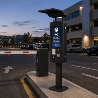 Kiosque de paiement pour lavage de voitures noir, borne de commande automatique extérieure, terminal à écran tactile pour service drive-through