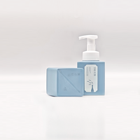 Flacon pompe cosmétique en plastique PET rond bleu en mousse carrée, nouveau design, pour gel douche et lotion