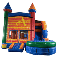 Classique Wet n Dre Combo Commercial Château Gonflable En Marbre Gonflable Lit De Saut Extérieur avec Toboggan