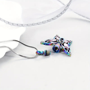 Cremação Borboleta Urna Colar Jóias para Cinzas para Mulheres Aço Inoxidável Incrustado Cristal Memorial Pingente - Product Image 3