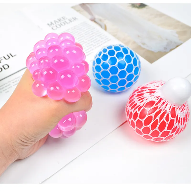 2023 best selling Bead Stress Ball Rubber Vent Ball Hand Wrist Toy Mesh Squishy Squeeze Ball