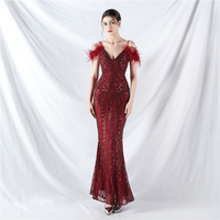 Robe de soirée élégante sirène à sequins coupe ajustée pour femme, sans manches, style sling, longue, pour banquet et fête, personnalisable OEM